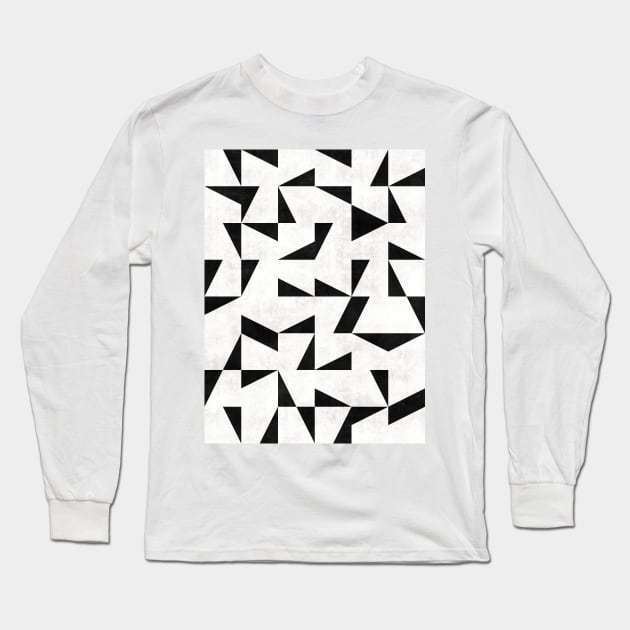 Mid-Century Modern Pattern No.11 - Black and White Concrete Long Sleeve T-Shirt by ZoltanRatko